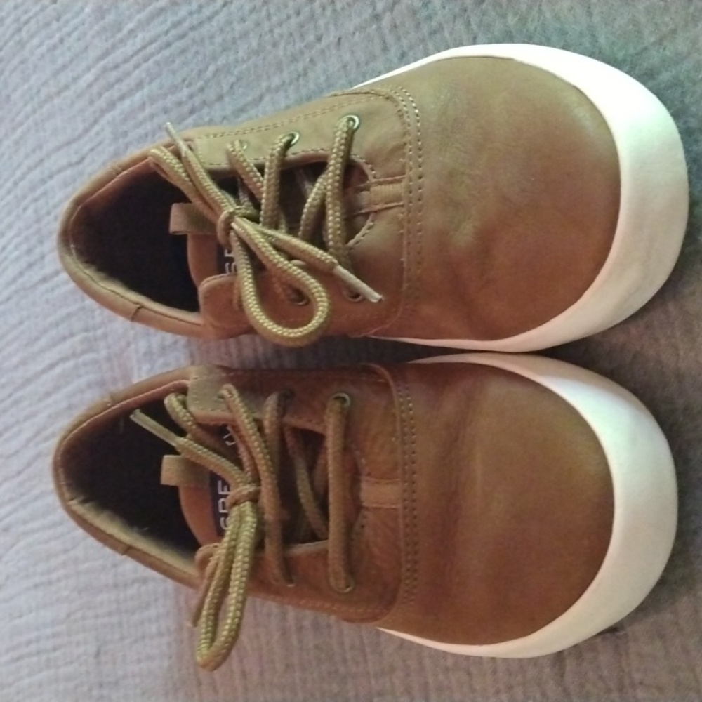 Sperry little boys size 1 M brown washable top aider sneaker